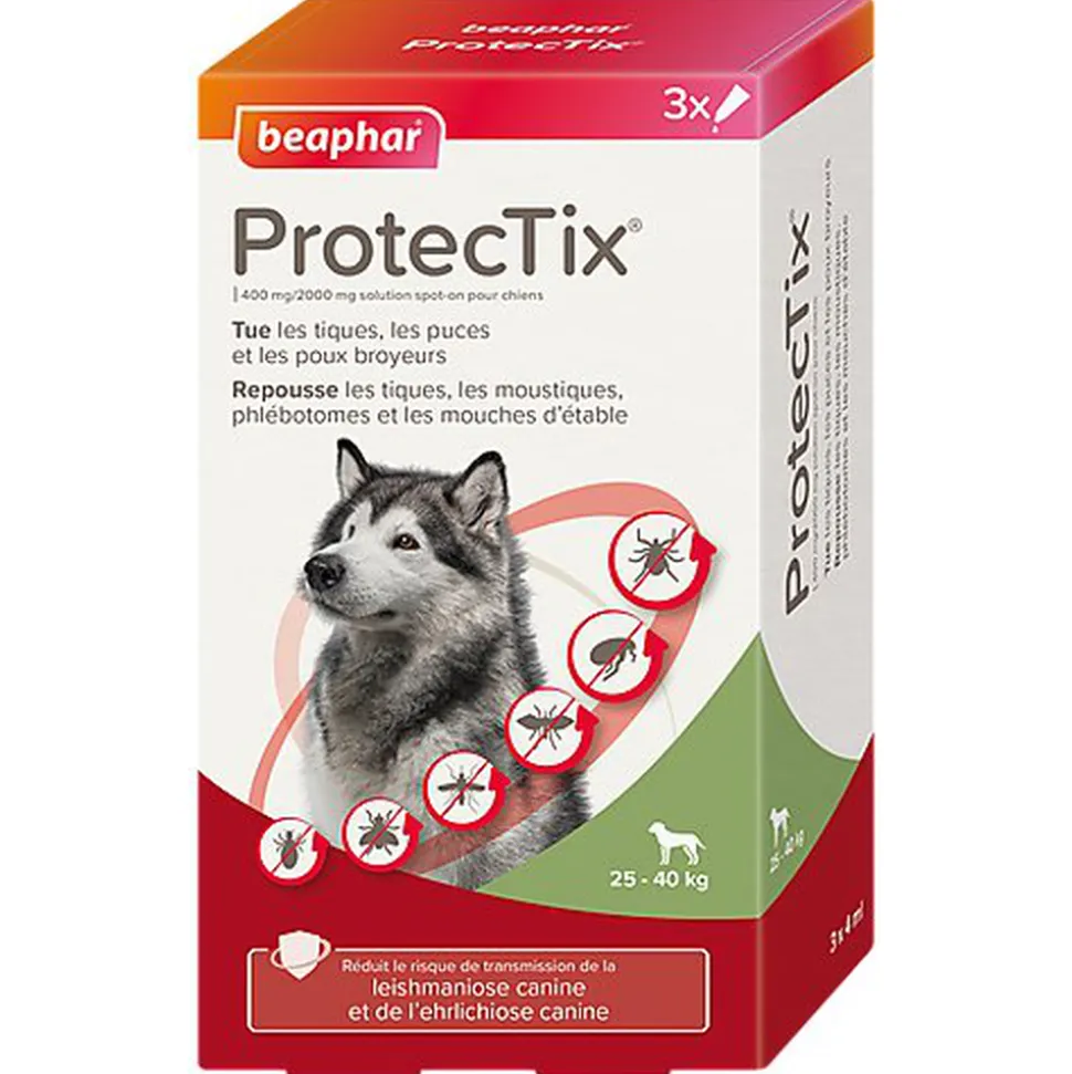 Beaphar - ProtecTix 400 mg/2000 mg Solution Spot-on Chiens entre 25 et 40kg - 3x4ml