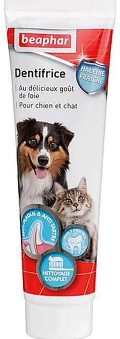 Beaphar - Pâte Dentifrice 2 Enzymes au Goût Foie pour Chien - 100g