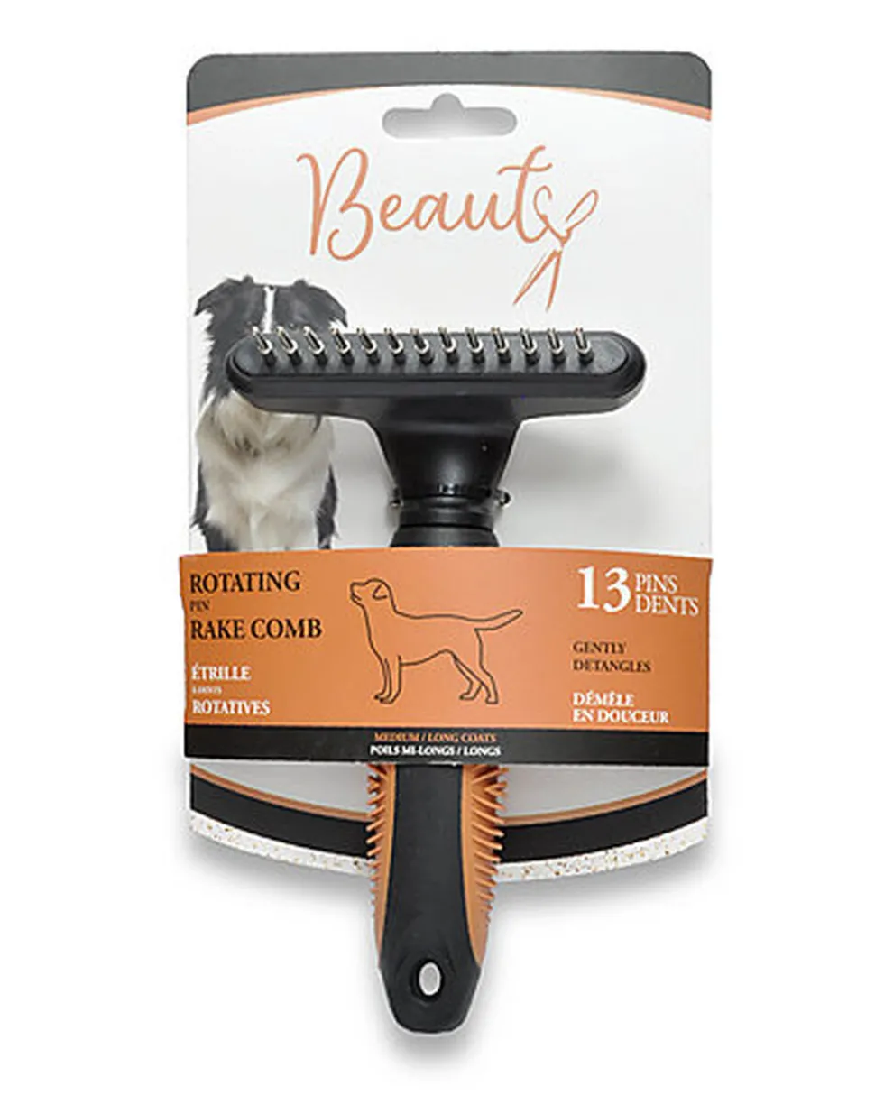 Beauty - Etrille à 13 Dents Rotatives pour Chiens - 15cm