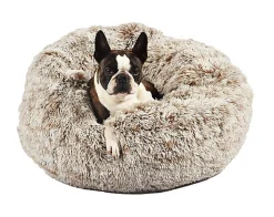 Bobby - Coussin Donut Fourrure Gris pour Chien et Chat - S