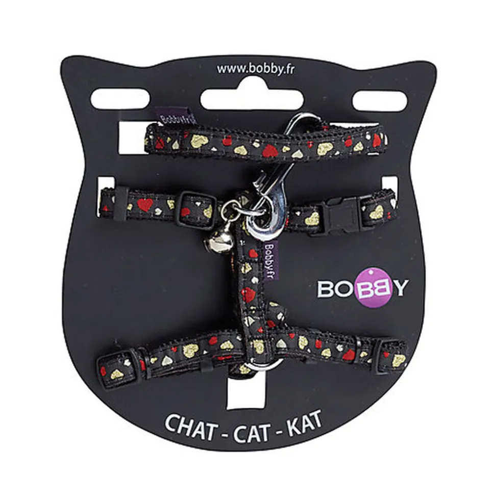 Bobby - Harnais + Laisse Lovely Noir pour Chats - XS