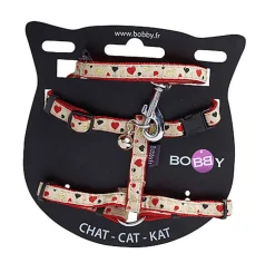 Bobby - Harnais + Laisse Lovely Rouge pour Chats - XS