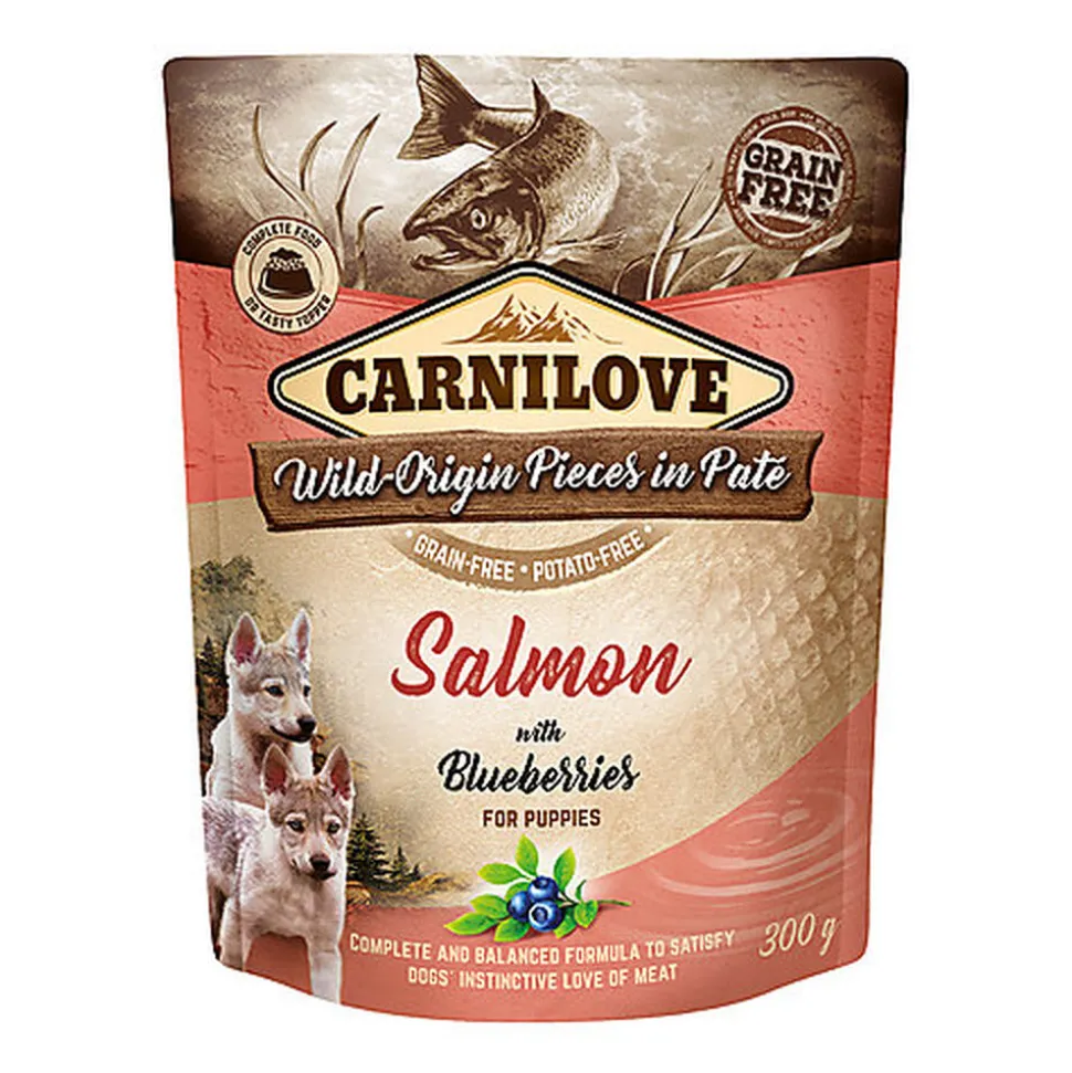 CARNILOVE - CHIEN PUPPY SAUMON ET MYRTILLES POCHON - 300 GR