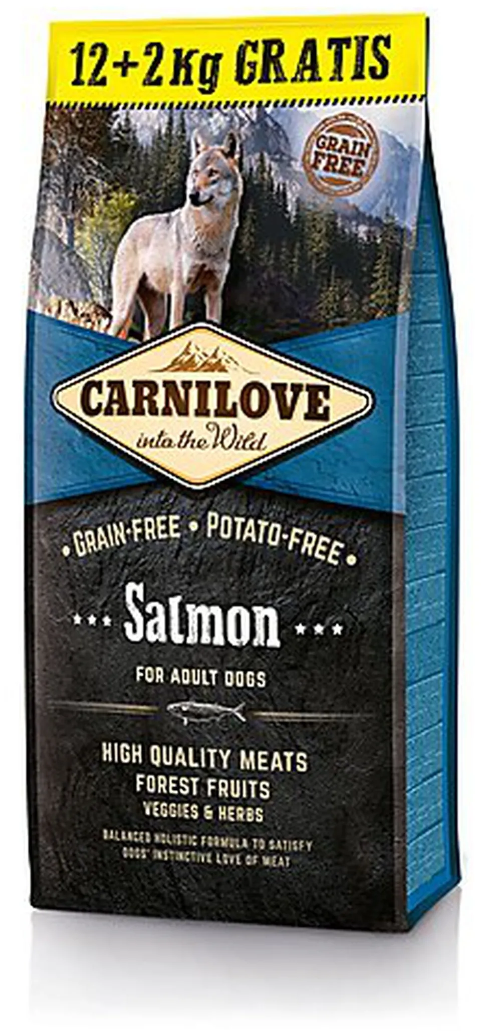 Carnilove - Croquettes Adulte au Saumon pour Chien - 12+2Kg
