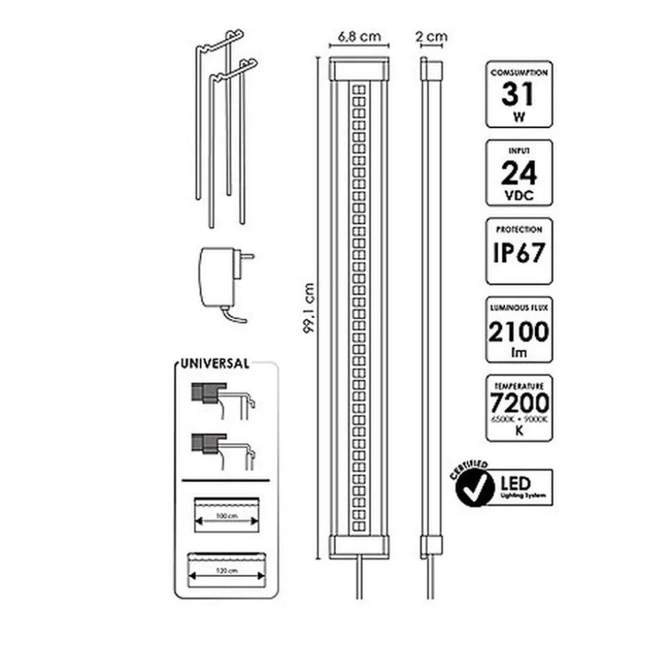 Ciano - Eclairage Led CLE 100 Noir pour Aquarium d'Eau Douce