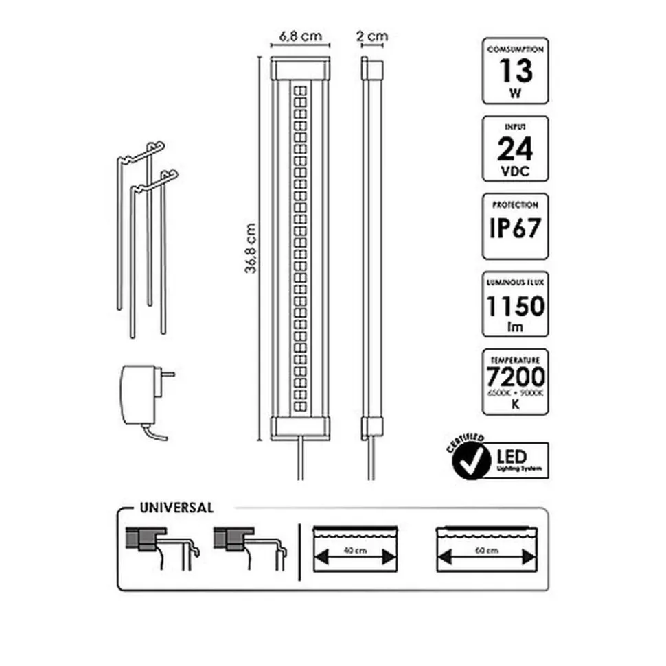 Ciano - Eclairage Led CLE 40 Noir pour Aquarium d'Eau Douce