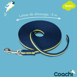Coachi - Laisse de Dressage Training Line Bleu et Jaune pour Chiens - 5m