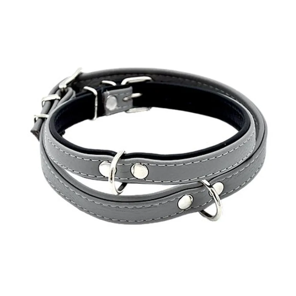 Comme Un Roi - Collier Cuir So Nature Gris / Noir pour Chien