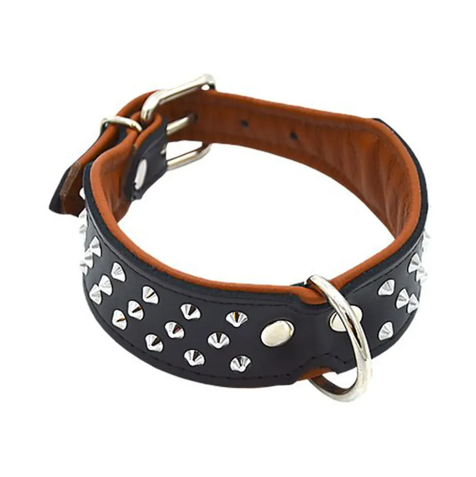 Comme Un Roi - Collier Cuir Clouté So Chic Noir pour Chien