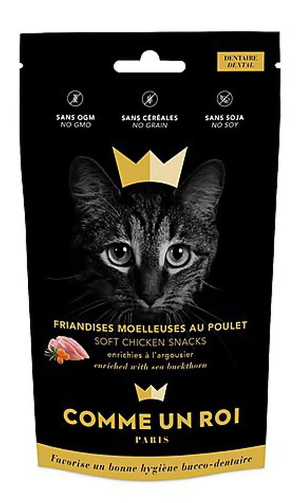 Comme Un Roi - Friandises Hygiène Dentaire au Poulet et Argousier pour Chat - 50g