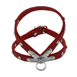 Comme Un Roi - Harnais Cuir So Funky Rouge pour Chien