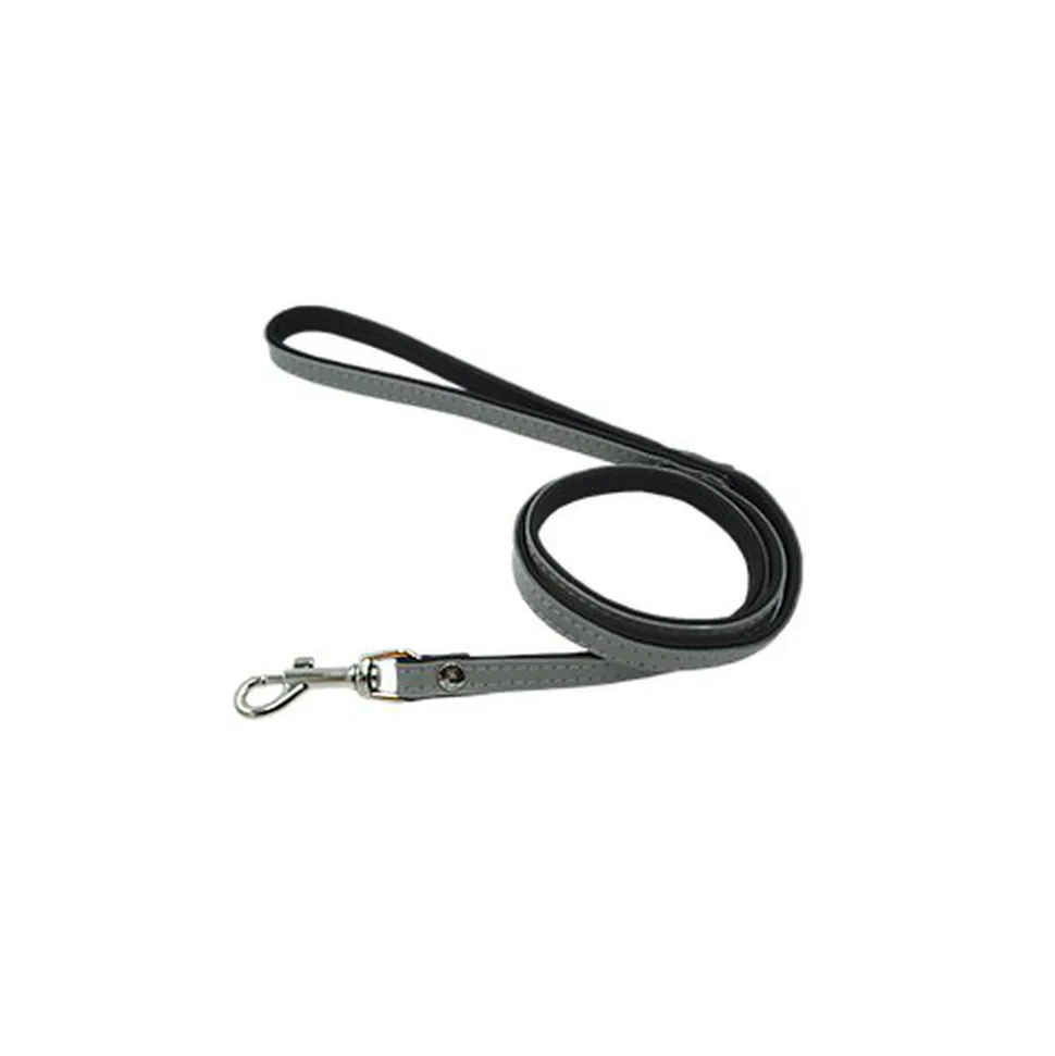 Comme Un Roi - Laisse Cuir So Nature Gris / Noir pour Chien et Chat - 120cm