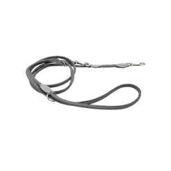 Comme Un Roi - Laisse Cuir Ajustable So Nature Gris pour Chien et Chat - 220cm