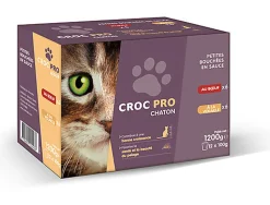 Croc Pro - Bouchées en Sauce Poulet et Volaille pour Chatons - 12x100g