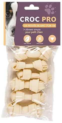 Croc Pro - Os Noués Blanc 7cm pour Chiens