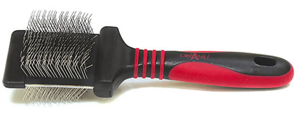 Croci - Brosse Double Carder Vanity Poils Long Plastique pour Chiens - M