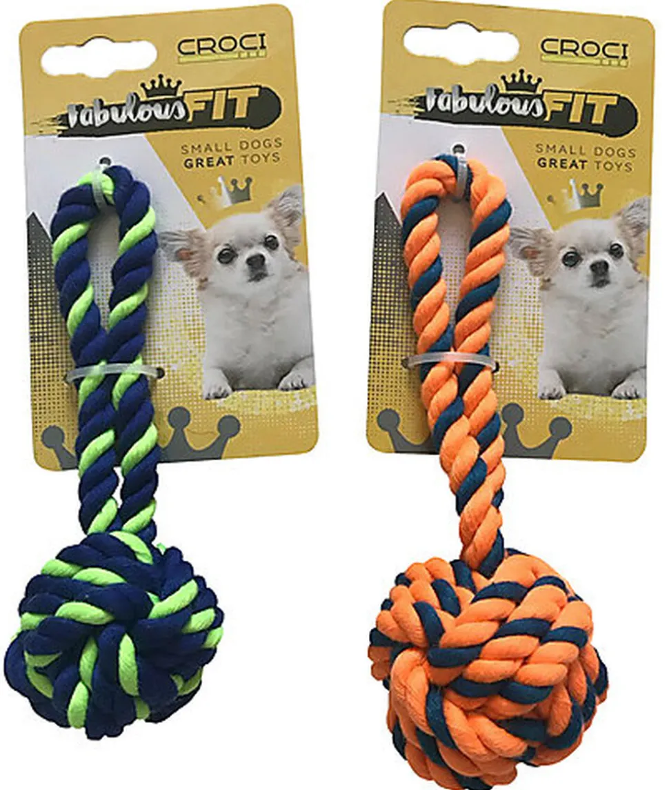 Croci - Jouet Corde Mini Ballon Vert/Bleu pour Chiens - 19cm
