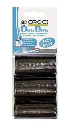 Croci - Sac Déjection Dog Bag Noir avec Poignée - 3x20
