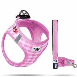 Curli - Harnais Veste Air-Mesh + Laisse en Rose pour Chiot