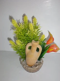 Décoration Plante en Plastique Amphore Décorée Mix