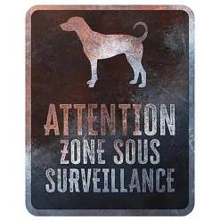 D&D - Panneau d'avertissement Dobermann Français - 25x20x03cm Multicolore