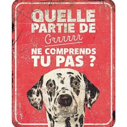 D&D - Panneau d'avertissement dalmatian fr - 25x20x03cm rouge