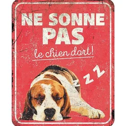 D&D - Panneau d'avertissement beagle fr - 25x20x03cm rouge