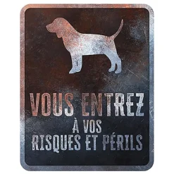 D&D - Panneau d'avertissement Beagle Français - 25x20x03cm Multicolore
