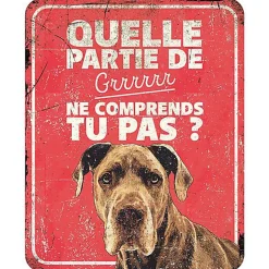D&D - Panneau d'avertissement danish dog fr - 25x20x03cm rouge