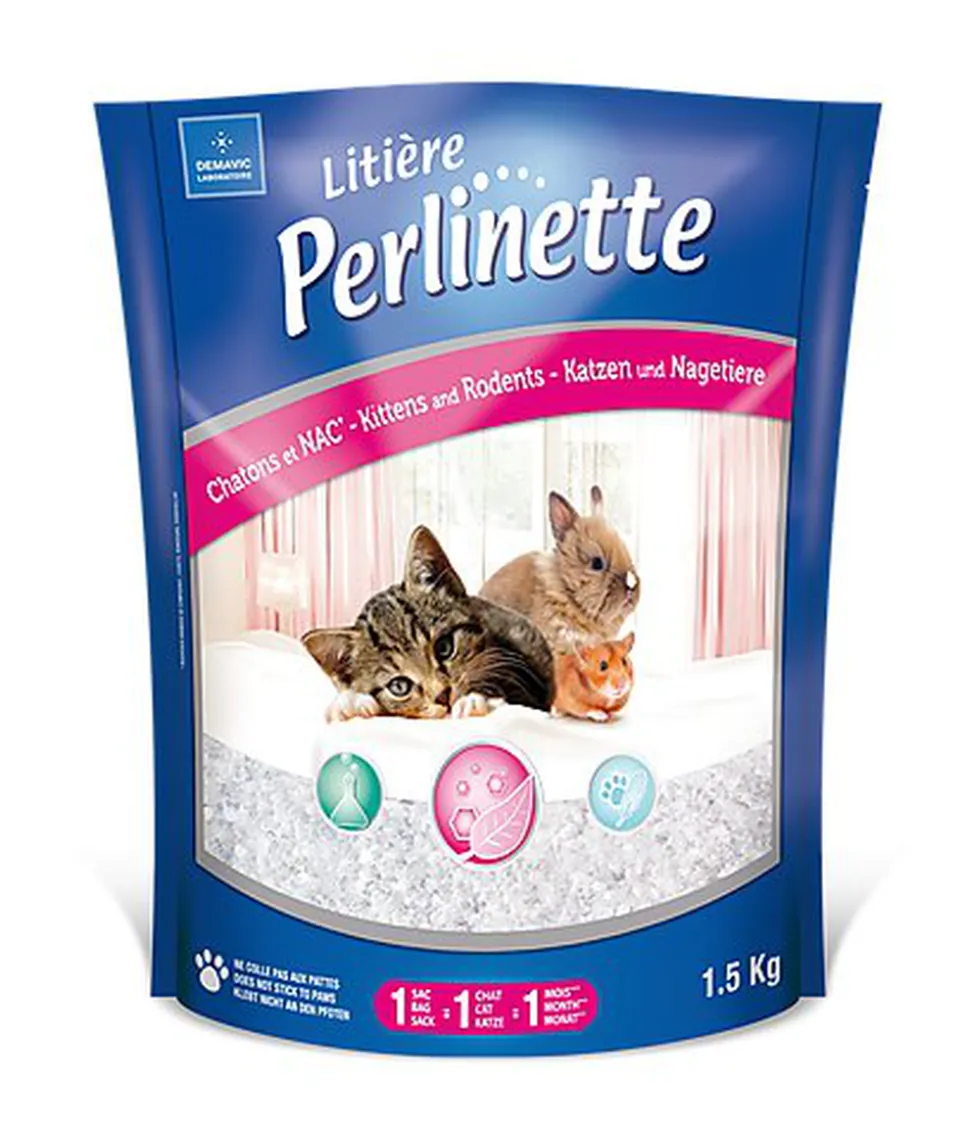 Demavic - Litière Perlinette pour Chaton et Rongeur - 1,5Kg