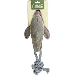 Duvoplus - Jouet Canvas Dauphin avec Corde Gris pour Chiens - 46x14x11cm