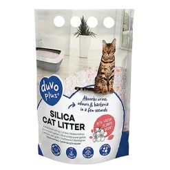 Duvoplus - Litière Premium Silica Fleurs Blanc/Rose pour Chats - 5L/2Kg