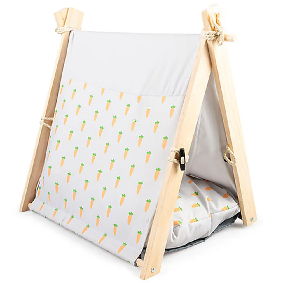 Duvoplus - Tipi avec Coussin Motif Carottes - 35x41x43,5cm