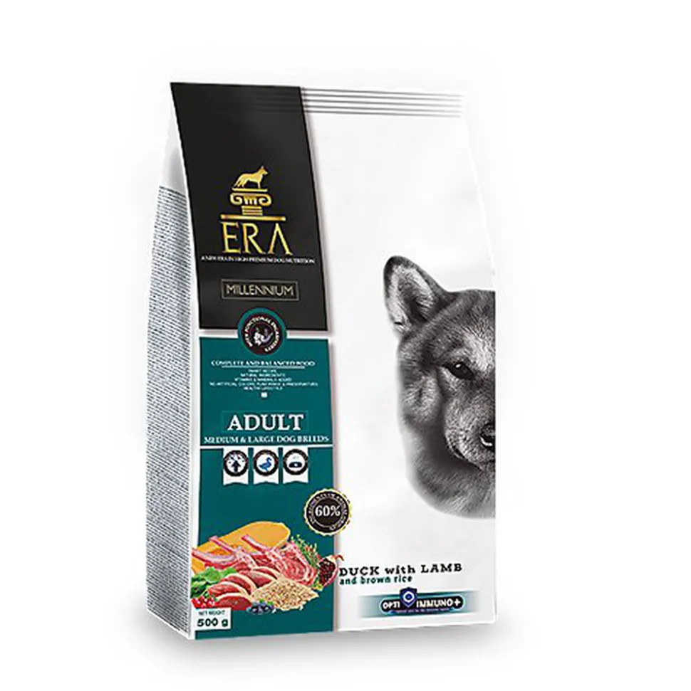 Era - Croquettes Millennium Canard et Agneau pour Chiens de Moyennes et Grandes Races - 500g