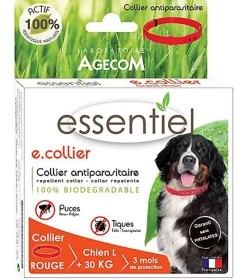 Essentiel - Collier Antiparasitaire Rouge pour Grand Chien - 75cm