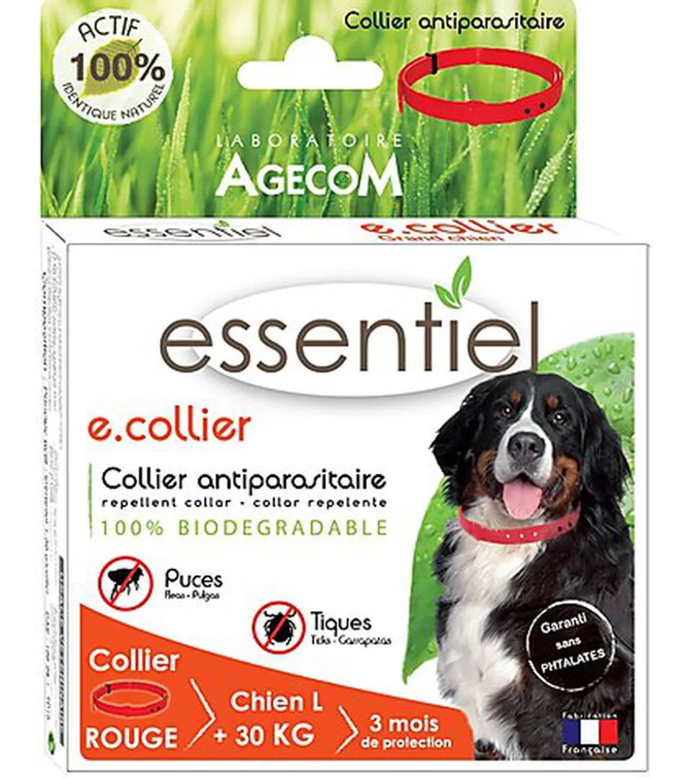 Essentiel - Collier Antiparasitaire Rouge pour Grand Chien - 75cm