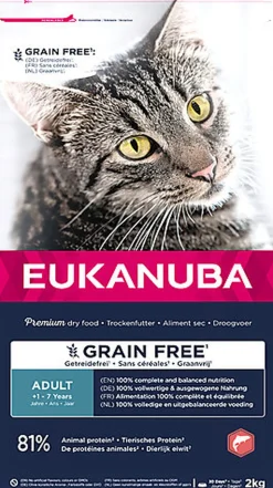 Eukanuba - Croquettes Adulte Sans Céréales au Saumon pour Chat