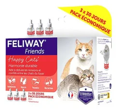 Feliway Friends - Lot Recharge 30J pour le Stress des Chats - 3x48ml