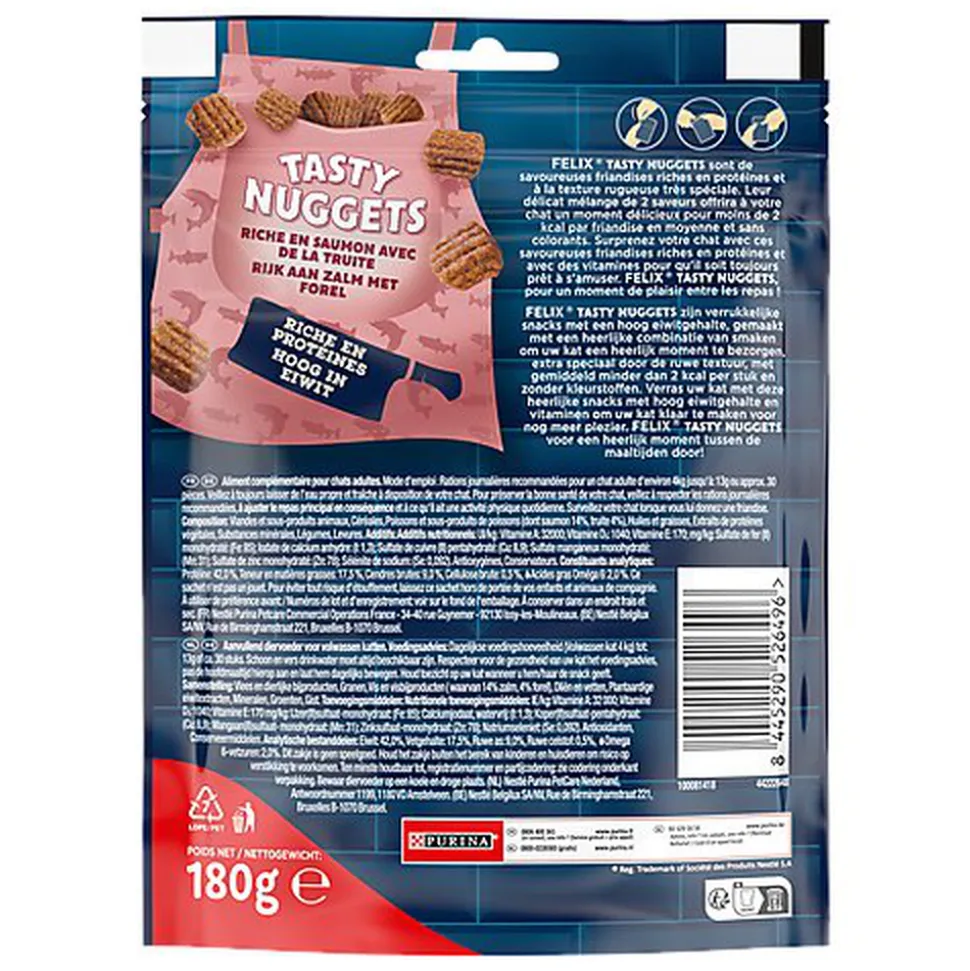 FELIX - Friandises Tasty Nuggets Saumon Truite pour Chats - 180g