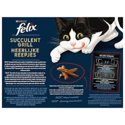 FELIX -  Pochons Succulent Grill Selection de la Campagne à la Viande en Sauce pour chats adultes  - 12X80g