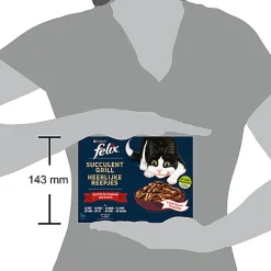 FELIX -  Pochons Succulent Grill Selection de la Campagne à la Viande en Sauce pour chats adultes  - 12X80g