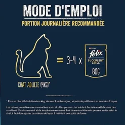 FELIX -  Pochons Succulent Grill Selection de la Campagne à la Viande en Sauce pour chats adultes  - 12X80g