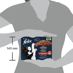 FELIX - Sachets Fraîcheur Délices Tranchés en Gelée Sélection Campagne pour chats adultes - 12x80g
