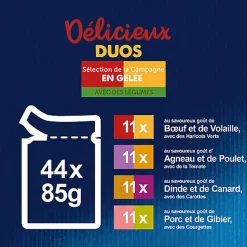FELIX - Sachets Fraîcheur en Gelée Délicieux Duos aux Légumes pour Chats - 44x85g
