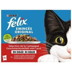 FELIX - Sachets Fraîcheur Emincés en Gelée Volaille et Légumes pour chats adultes - 12x85g