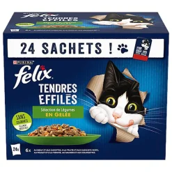 FELIX - Sachets fraîcheur Tendres Effilés Gelée Mixte avec Légumes pour Chats - 24x85g