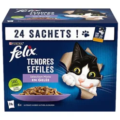 FELIX - Sachets fraîcheurs Tendres Effilés en Gelée Mixte pour Chats - 24x85g