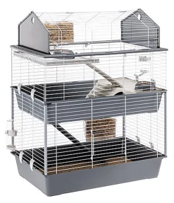 Ferplast - Cage Barn Double 100 pour Lapins - Blanc