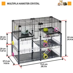 Ferplast - Cage Multipla Crystal pour Hamster et Souris - Noir