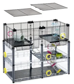 Ferplast - Cage Multipla Crystal pour Hamster et Souris - Noir